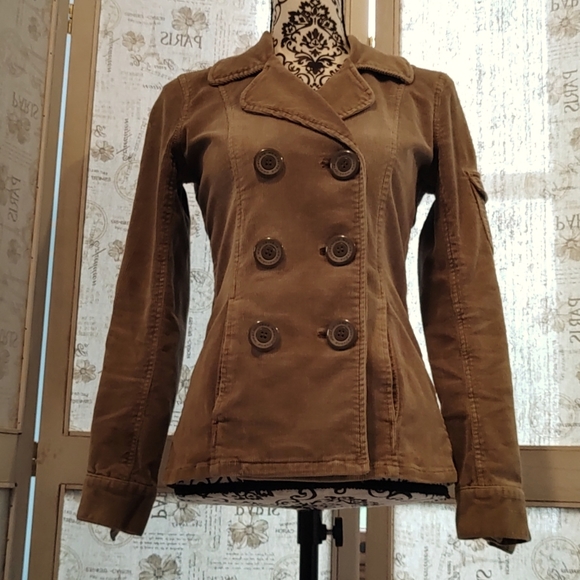 Y2K Corduroy Blazer tobacco Jacket sz Small - Picture 2 of 15